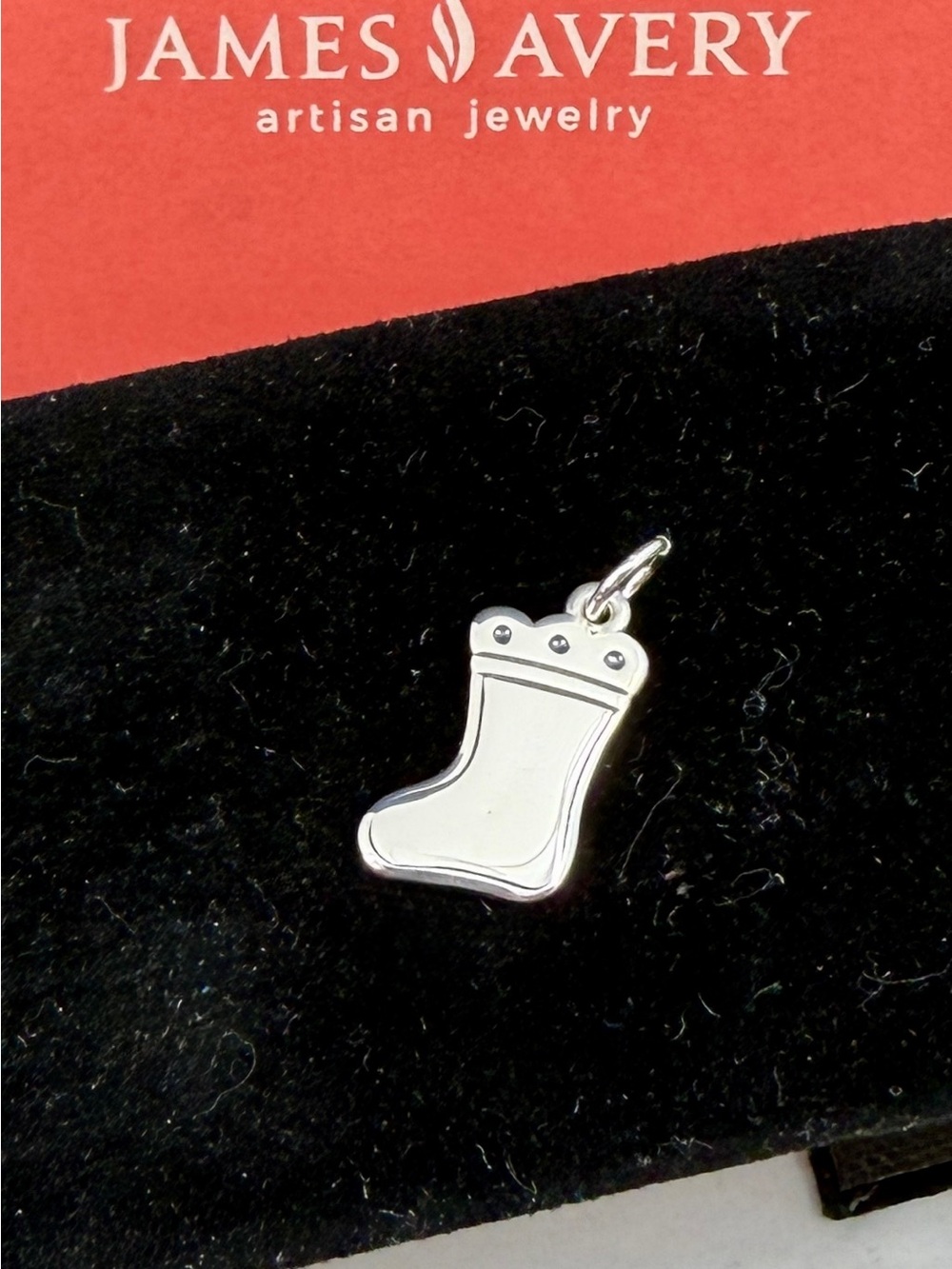 JAMES AVERY Sterling Silver Stocking Christmas Holiday Charm Pendant; RETIRED